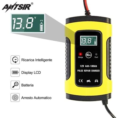 12V6A Motorcycle Battery Charger 12v Car Battery Charging Display Current Voltage Battery AGM GEL Lead Acid Maintenance-free Bat