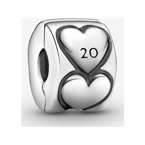 20th Anniversary Limited Edition Clip Charms 925 Sterling Silver Beads Fit Bracelets Christmas Gift DIY For Women Jewelry