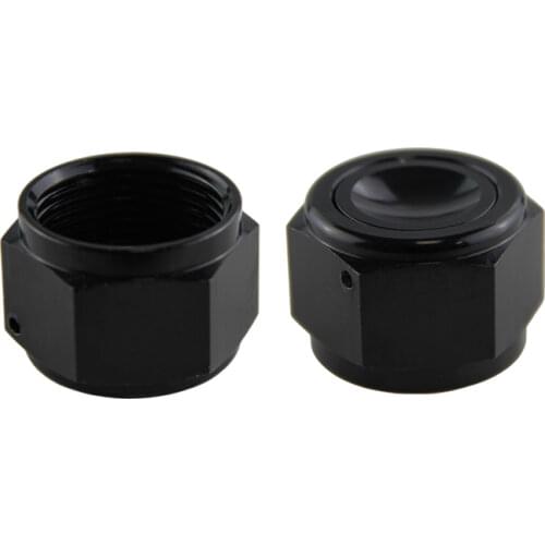 2PCS Aluminum 16-AN AN16 Adapter Female Flare End Cap / Plug / Tube Nut Fitting Black