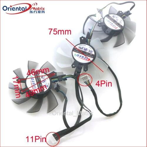 3pcs/Lot FD8015H12S 75mm 12V 0.32AMP 4Pin For Gainward RTX 2060 2080 SUPER G OC 2070 OC-8G Graphics Card Cooler Cooling Fan