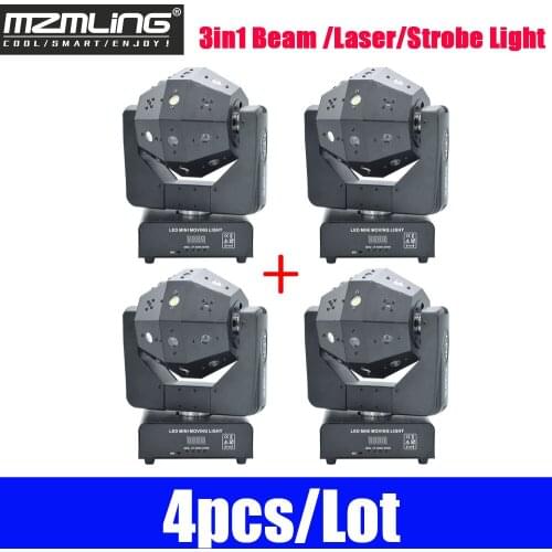4pcs/Lot 3in1 Beam /Laser/Strobe Light 16x3w Moving Head Light Football DMX512 Laser Light DJ /Bar /Party /Show /Stage Light