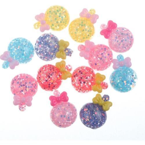 50pcs Clear Colorful Resin Lollipop Decoration Crafts Flatback Cabochon Embellishments For Scrapbooking Diy Accessories