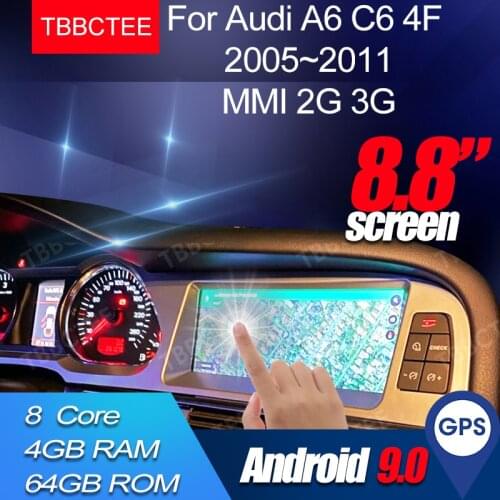 Android 9.0 4+64GB Car Multimedia Player For Audi A6 C6 4f 2005~2011 MMI 2G 3G GPS Navigation Navi Stereo Touch Monitor 2 Din
