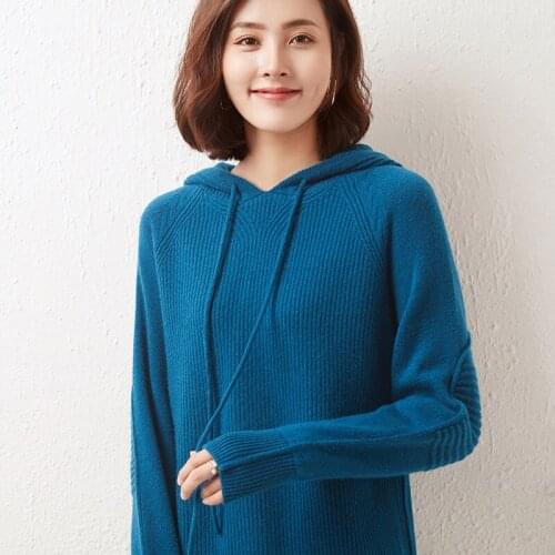 BELIARST 2021 Autumn And Winter New Ladies Hoodie Pullover Pure Wool Thick Knitted Cashmere Sweater Loose Woman Casual