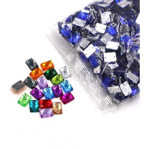 Big Bag Wholesale 13x18mm10x14mm8x14mm7x12mm Rectangle shape Acrylic Flatback Sew Rhinestone DIY clothing crafts
