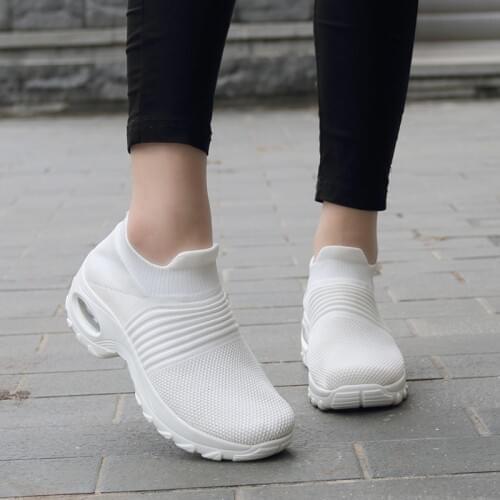 Big Size Platform High-soled Sock Shoes Women Sneakers Womens Running Shoes Ladies Sports Shoes Woman Sport White Knit Gym A-497