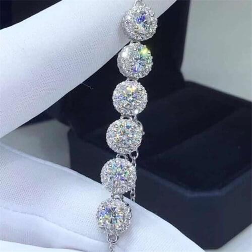 Moissanite Bracelet Women Full Diamond Round Bag Diamond Bracelet Platinum Bracelet Super Flash D Color VVS1 3ct Romantic Gift