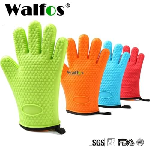 WALFOS Brand 1 Piece Heat Resistant Food Grade Silicone Glove Cooking Baking BBQ Oven Pot Holder Mitt Kitchen