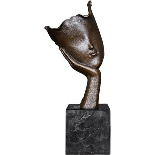 Bronze Abstract Woman Face Statue Sculpture Modern People Bust Art Classy Home Decor Gifts