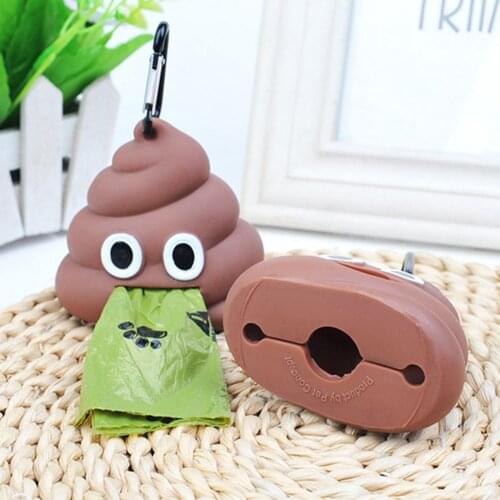 Poo Shape Pet Waste Bag Dispenser Holder with Clip Doggy Poo Bag Carrier
