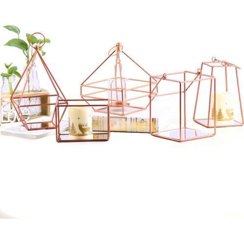 Home Decor Iron Candlestick European Style Brief Line Exquisite Desktop Decor Candelabrums Wedding Mirror Candlesticks