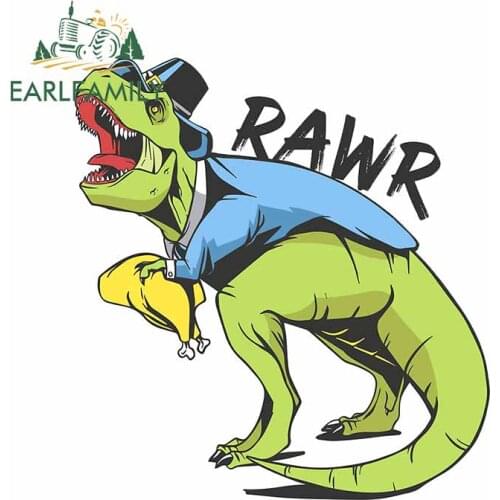 EARLFAMILY 13cm x 12cm for Thanksgiving Rawr Car Stickers Trunk Windshield Decal Waterproof Personality Cartoon Car Assessoires