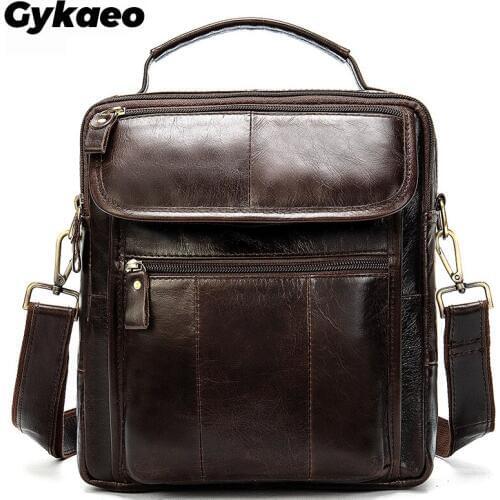 Gykaeo Winter Mens Shoulder Bag Men Genuine Leather Casual Business Handbags Retro Flap Male Briefcase Man Small Messenger Bags