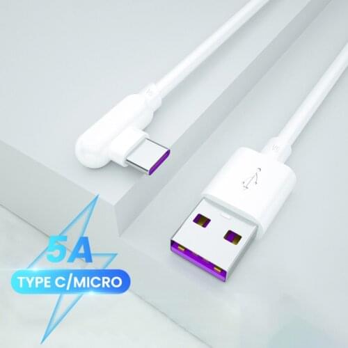 90 Degree Elbow Micro USB Type C Fast Charging Cable Mobile Phone Quick Charger Data Cable Suitable For Samsung Huawei Xiaomi
