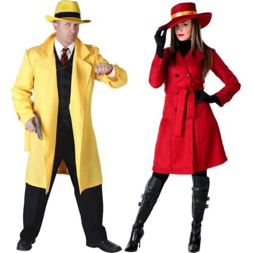 Halloween Adult Role Play Carnival Red yellow detective trench cosplay clothes plain-clothes man Bodyguards trench Daily to wear
