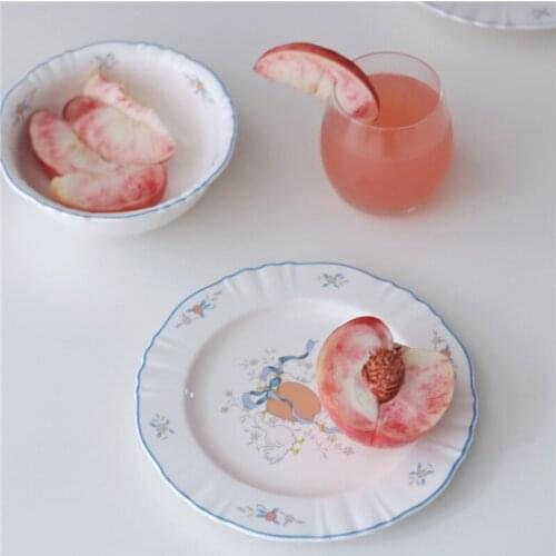 Ceramic Retro Lacework Breakfast Dinner Plate Cake Dessert Dish Coffee Milk Cup Cute Cartoon Soup Bowl Kitchen Tableware