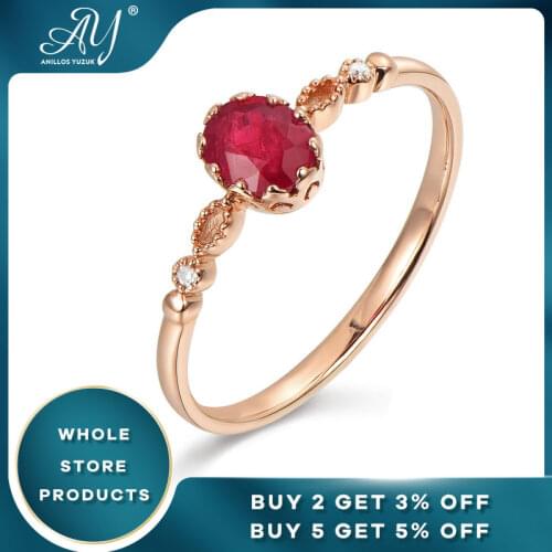 Anillos Yuzuk Simple 100% 925 Sterling Silver Natural Oval Ruby Gemstone Wedding Engagement Rose Gold Ring Jewelry Wholesale