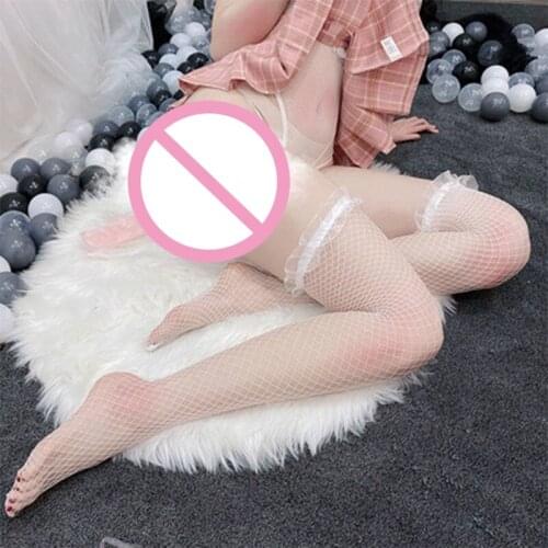 Lace Fishnet Female Black Silk Jk Sexy Thighs Over The Knee Long Middle Tube Tide Net Red SummerThin Japanese Socks Ruffle Socks