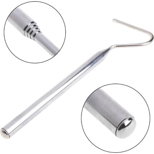 Snake Hook Stainless Steel Silver Adjustable Long Handle Catching Tool Trap Tong