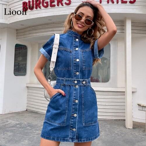 Liooil Fashion Denim Dresses