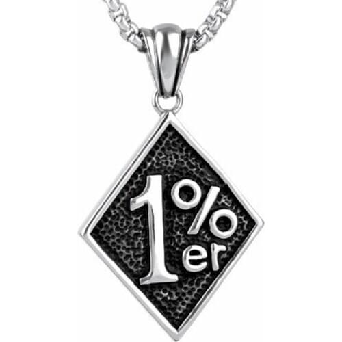 Men Silver color 316L Stainless Steel 1%ER Motorcycle Club Biker Pendant Mens Jewelry