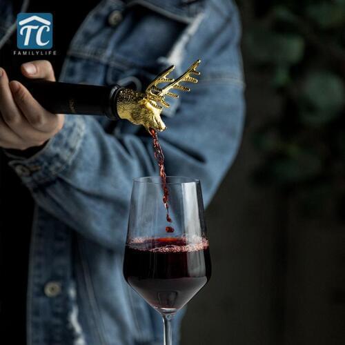 Deer Head Wine Mouth Guide Pour Zinc Alloy Wine Stopper Decanter Bartender Tool Wine Accessories Liquid Guiding Device