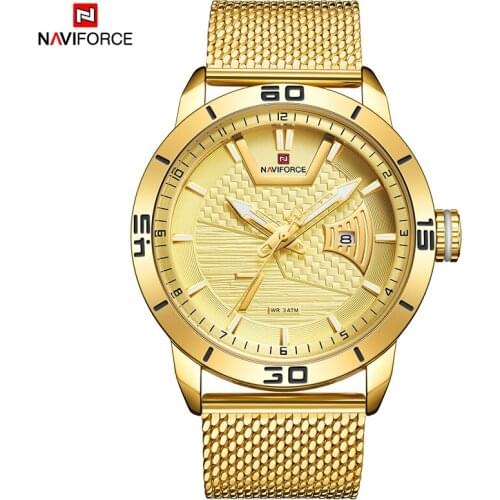 2021NAVIFORCE Brand New Men Fashion Sport Watch Automatic Date Stainless Steel Strap Hook Clasp Design Mens Quartz Wrist Watch