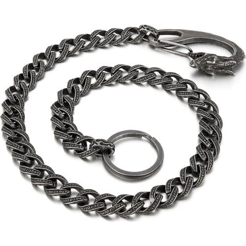 New style clothing accessories European and American retro distressed totem faucet buckle titanium steel mens trouser chain