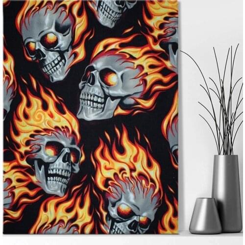 Fire Skull Aesthetic Decoration Home Decor Canvas Painting Living Room Wall Art Pictures Posters Prints