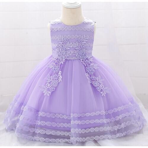 Baby Girl One Year Old Dress Girls' Embroidered Dress Fresh Three-dimensional Flower Princess Dress Children Birthday Clothes