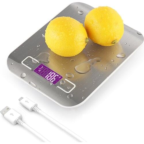 Portable USB LCD Electronic Kitchen Scales balance Cooking Measure Tools Digital Stainless Steel digital Weighing Food scale