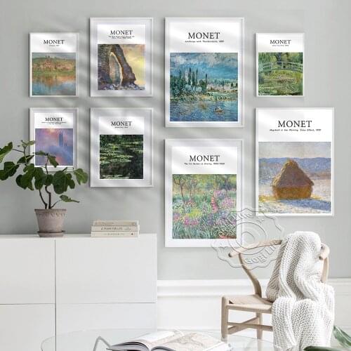 Claude Monet Exhibition Museum Prints Poster, Impressionism City Attractions Canvas Painting, Splendid Radiant Landscape Decor