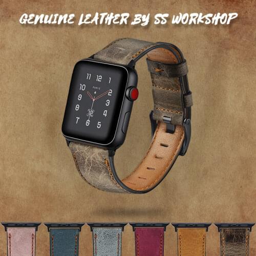 Strap for Apple watch band 40mm 44mm iWatch 42mm 38mm belt Retro Cow Leather watchband for bracelet apple watch serie 5 4 3 SE 6