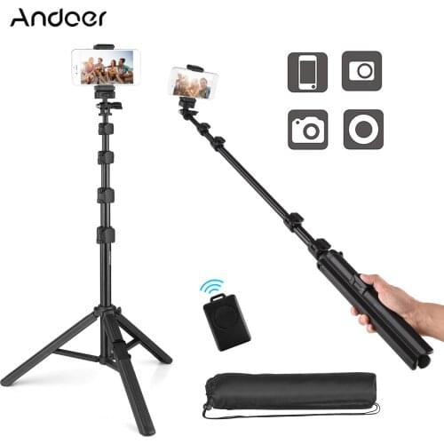 Andoer ZP100B Selfie Stick Tripod Extendable Portable Phone Tripod Stand with BT Remote 180° Neck & 360° Head Rotation for Video