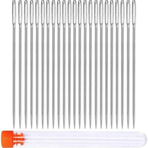 Imzay 23 PCS 2.4in Large Eye Sewing Needles Leather Needle Embroidery Thread Needle Stainless Steel Yarn Knitting Needles