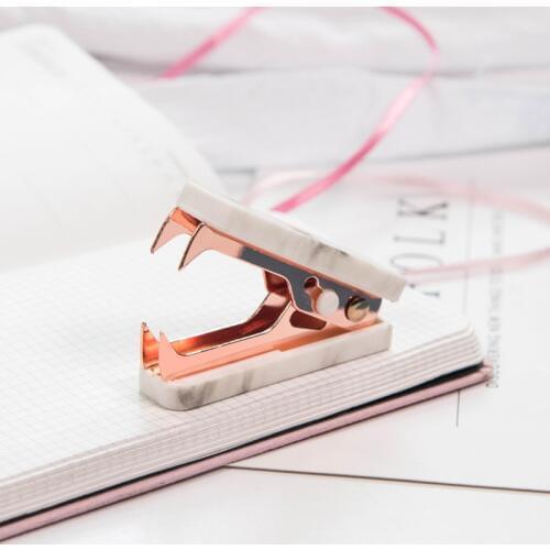 Nordic Ins New Marble Pattern Nailer Mini Creative Rose Gold Stapler Fashion Acrylic Learning Stationery