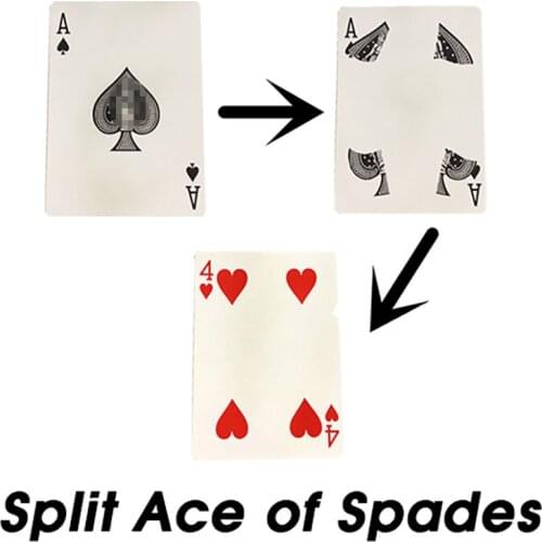 Split Ace of Spades Magic Tricks Playing Card Deck Magician Close Up Street Illusion Gimmick Mentalism Puzzle Toy Magia Card