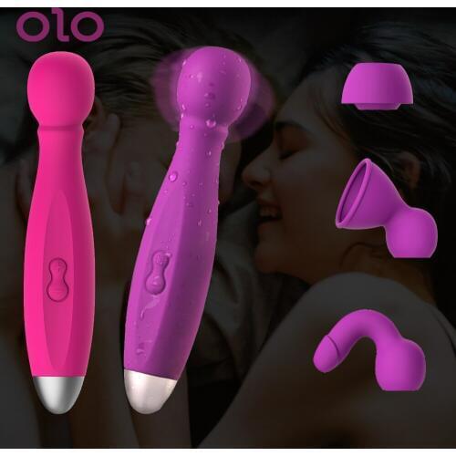 OLO AV Stick Vibrator With 3 Head Cap 10 Speed Vaginal G-spot Massager Clitoris Stimulation Magic Wand Sex Toys for Women