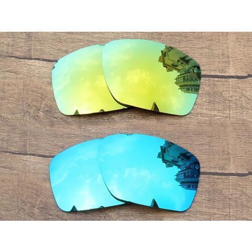 Vonxyz 2 Pairs Ice Mirror & 24K Mirror Polycarbonate Replacement Lenses for-Oakley Big Taco Frame