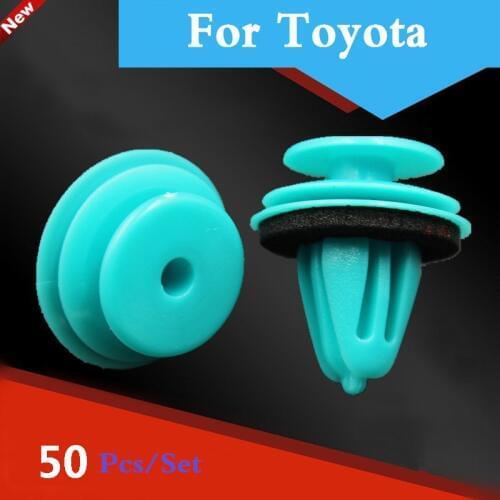 50pcs Green Auto Car Bumper Clips Retainer Fastener Rivet Door For Toyota Brevis Caldina Cami Aygo Belta Blade Avensis Camry
