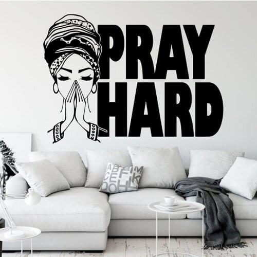 Praying Girl Wall Stickers Indian Buddhist Yoga Workout Womens Room Yoga Room Motivational Slogan Art Deco Vinyl Decal