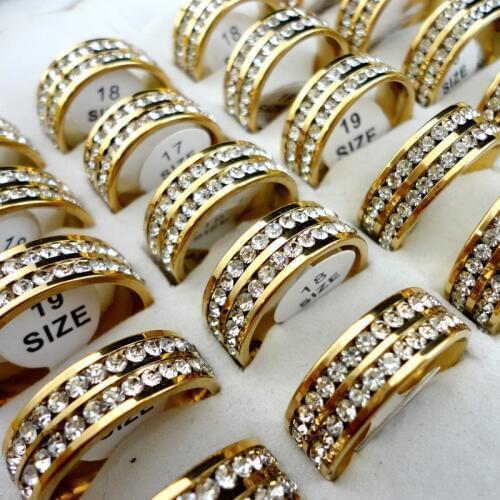 10Pcs Women 316L Stainless Steel Rings Engagement Anniversary Prong Setting Ring Cubic Zirconia Classic Female Jewelry LQ269