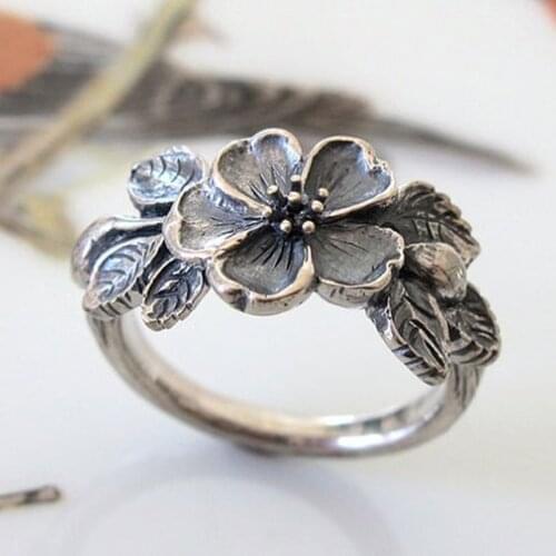 2021 Vintage Flower Rings for Women Accessories Statement Jewelry Anniversary Gift Fashion Plum Blossom Rings