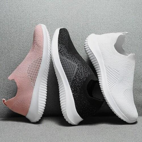 Womens Slip-on Shoes, Sports Shoes, Running Shoes, Leisure Sports, Comfortable, Lightweight Flying Woven Mesh Flat Shoes Summer