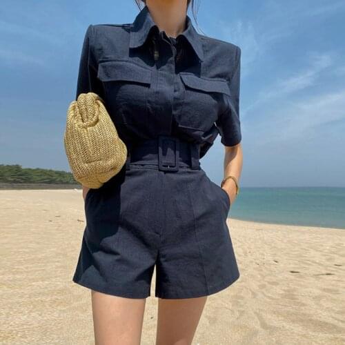 New arrival fashion set for women summer office lady elegant temperament casual simple solid shirt and pant two piece sets