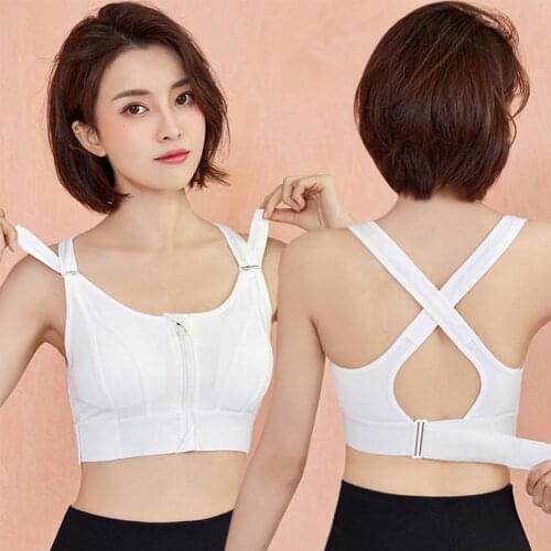 Women Sports Bra Adjustable Belt Zipper Yoga Running Shockproof Tops Running Underwear Crop Fitness Breathable Vest Bras M1D8