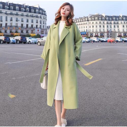 2019 New Autumn Winter Women Coats Long Wool Coat Fall Female Cashmere Blends Turn-Down Collar Casual Outerwear AA5160