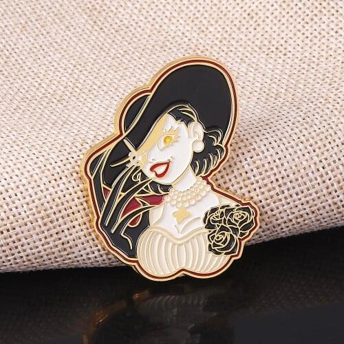 Residents Evils Village Lady Dimitrescu Badge Button Brooch Pins Game Cosplay Costume Collection Cartoon Clothing Decor Gifts