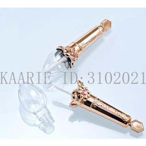 10pcs/lot 10ml Empty Transparent Lip Gloss Tubes Plastic Lip Balm Tube Lipstick Mini Sample Cosmetic Container With Gold Cap