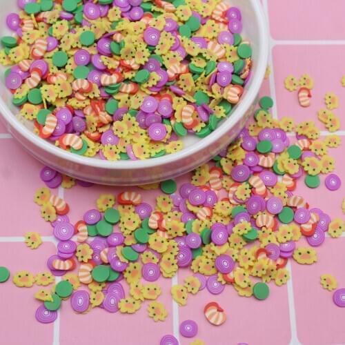 100g/Lot Onion Yellow Duck Shrimp Slices Polymer Clay Round Candy Sprinkles for DIY Crafts Filling Accessories